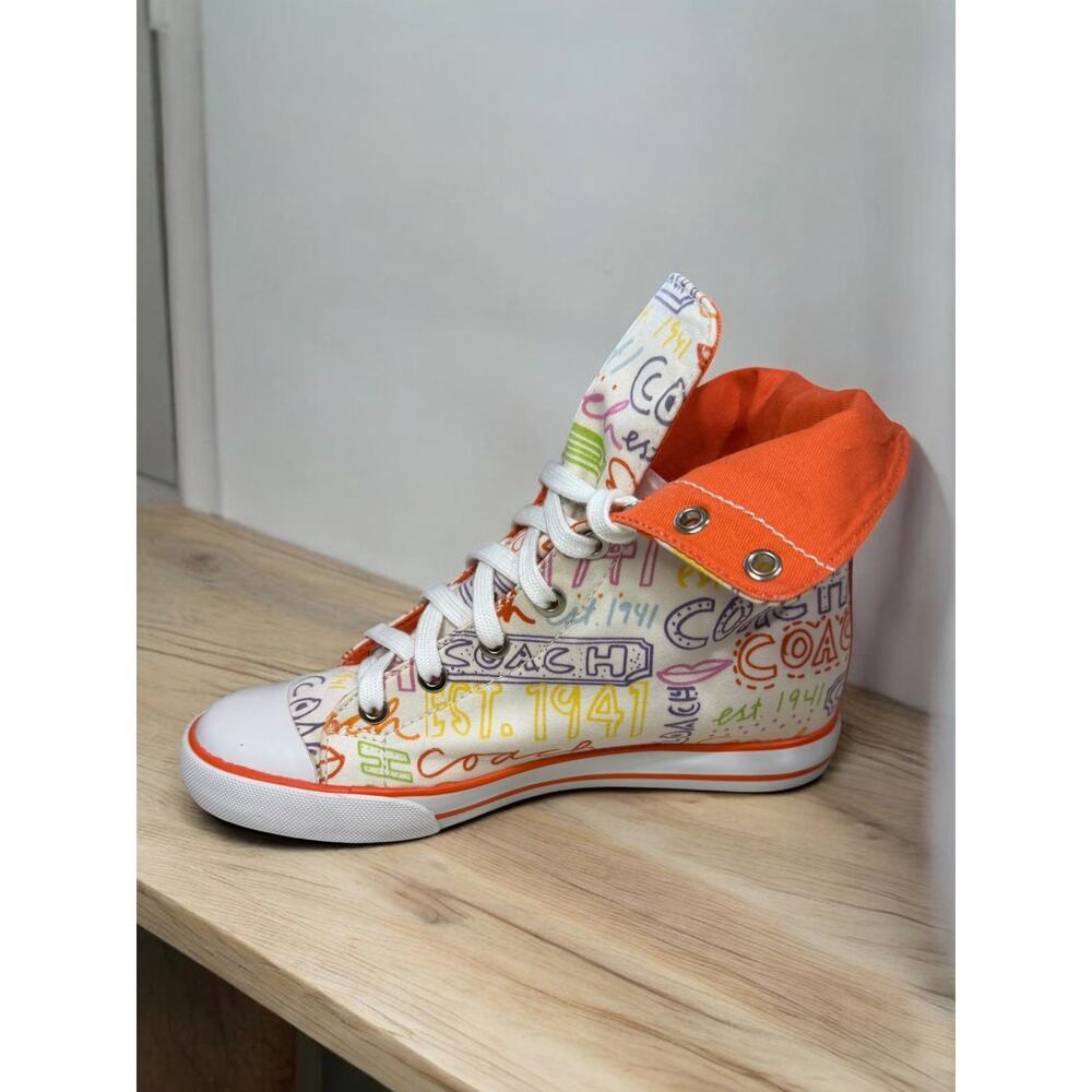 Y2K Coach A1285 Bonney Graffiti Print High Top Sneaker Size 6B - Picture 4 of 11